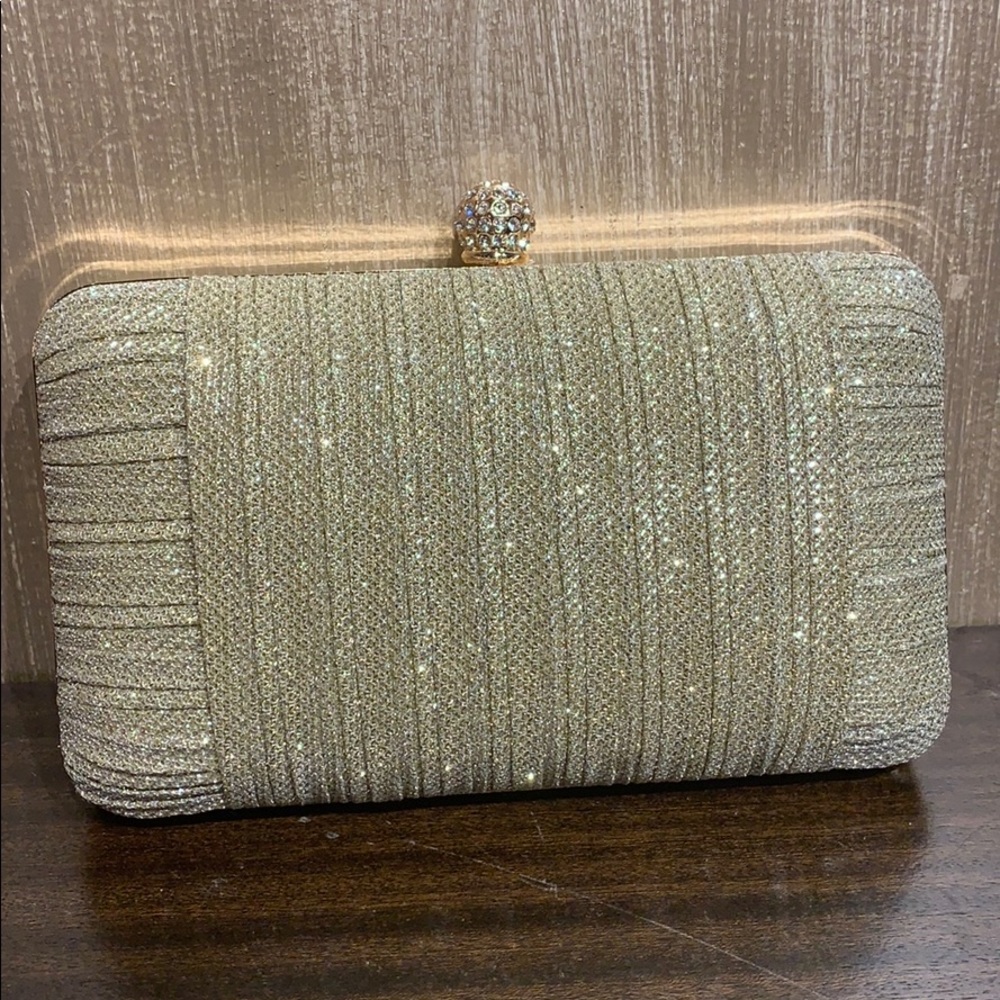 Sparkly Gold Clutch/ Cross Body with Chain